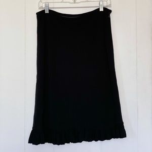 DKNY black midi skirt with ruffled trim